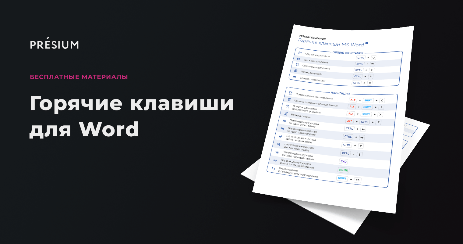 Сочетание клавиш для выполнения основных функций в word excel powerpoint