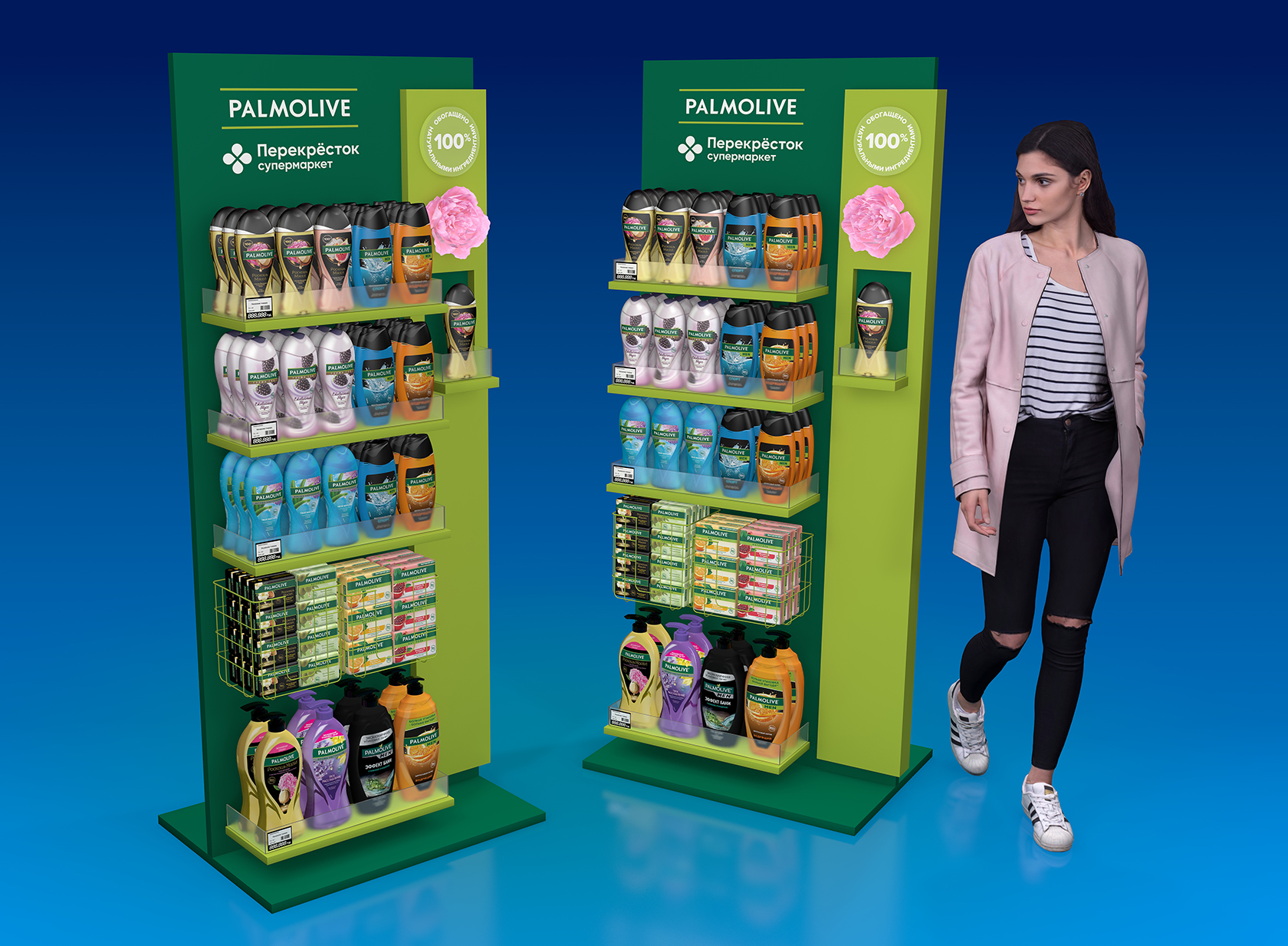 Пластиковый дисплей для супермаркета Перекрёсток