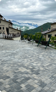 Укладка под ключ брусчатки Сити: коллекция ColorMix в цвете Хаски