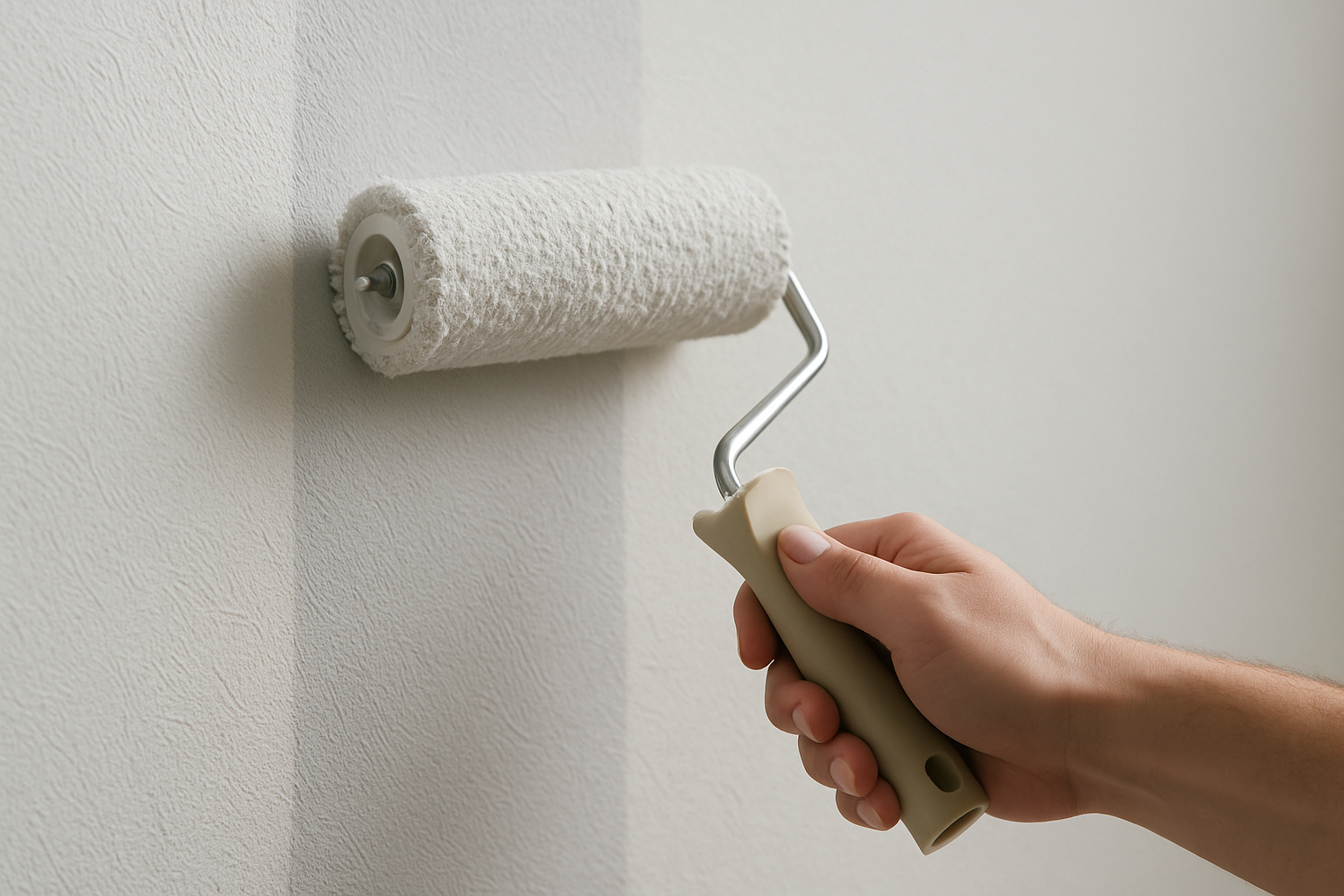 нанесение краски на флизелиновые обои с лёгкой рельефной фактурой