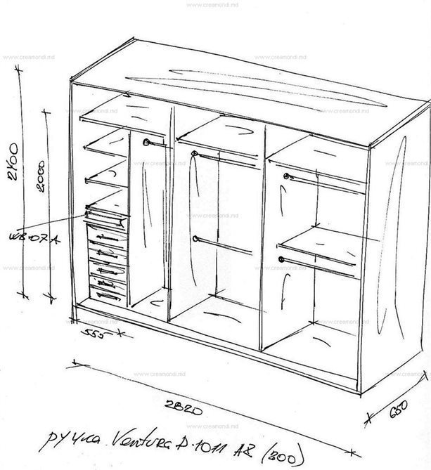 Шкаф купе на чертеже