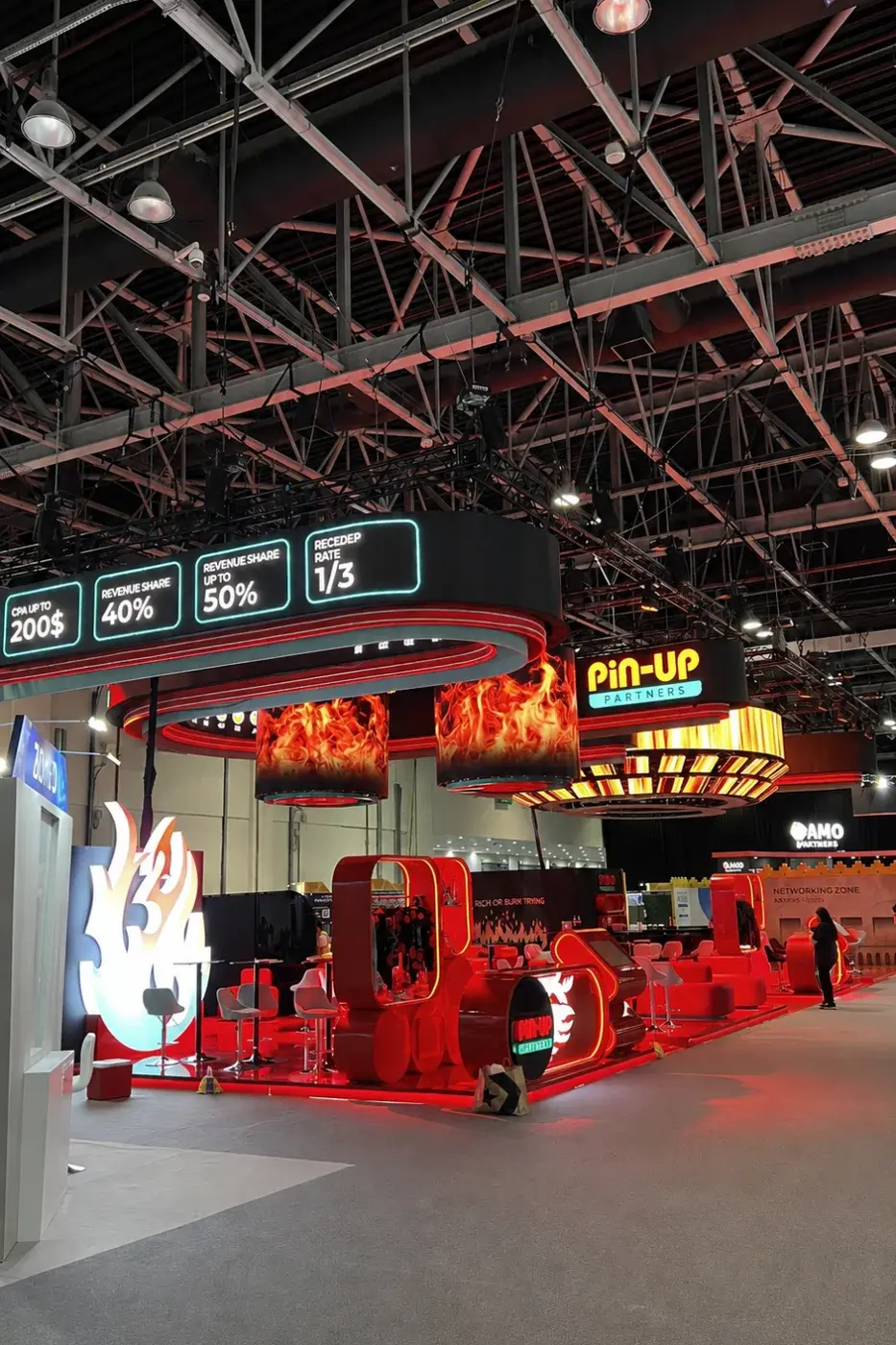 Themed stand with a feature ceiling and dramatic lighting