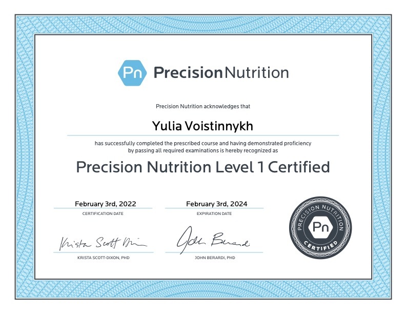 Precision Nutrition Certified