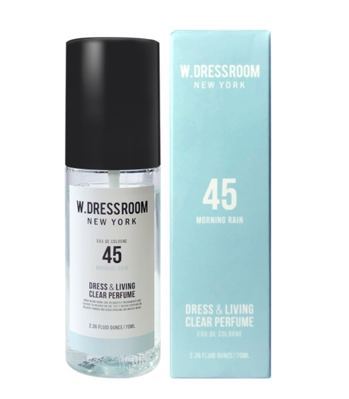 Dress living clear perfume. W dressroom Dress Living Clear Perfume №45. Спрей w dressroom 45. W.dressroom Dress & Living Clear Perfume no.45 morning Rain. W.dressroom Dress & Living Clear Perfume Rainy Aqua 70ml.