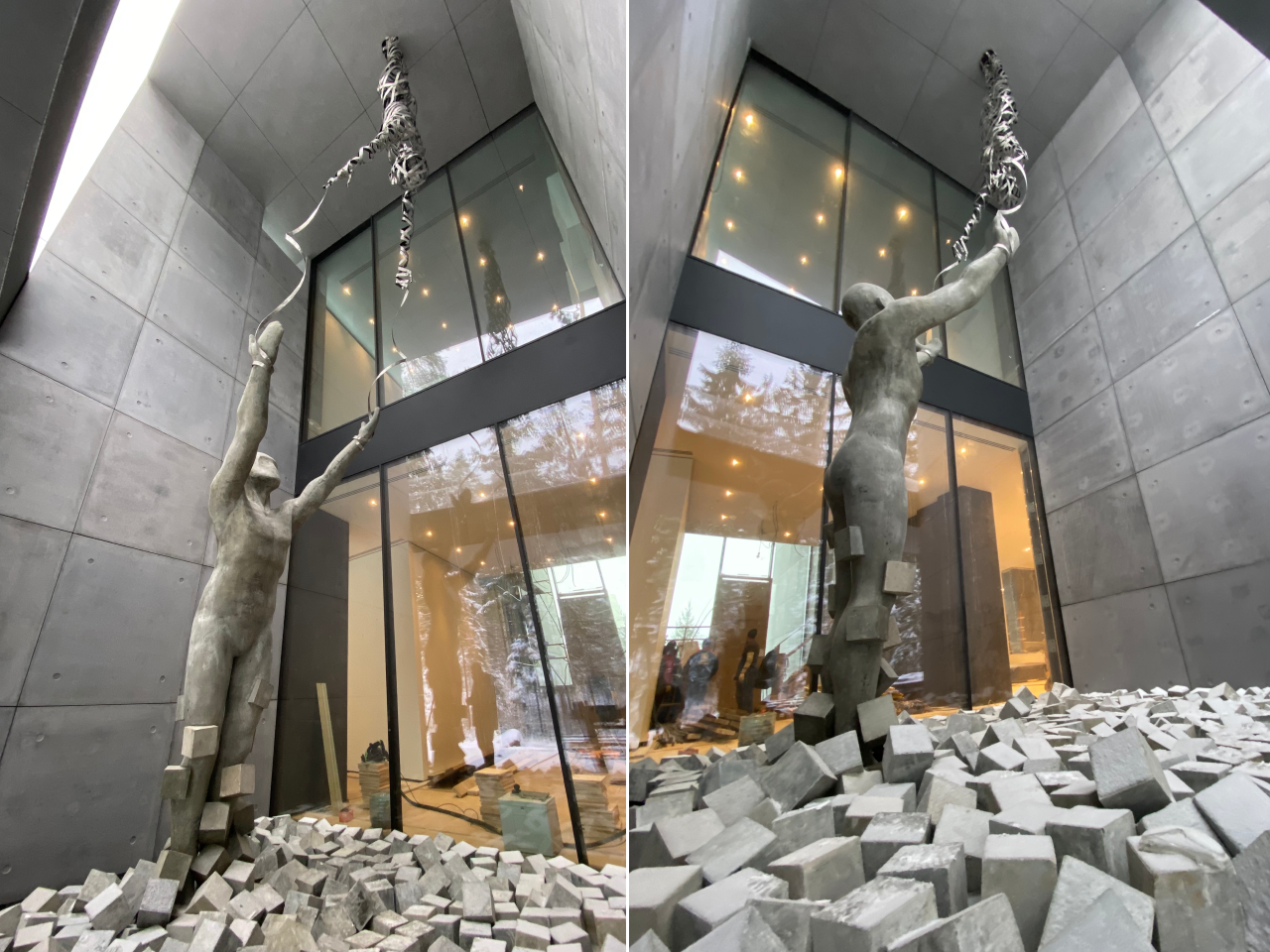 Концептуальная скульптура из арт бетона и металла
