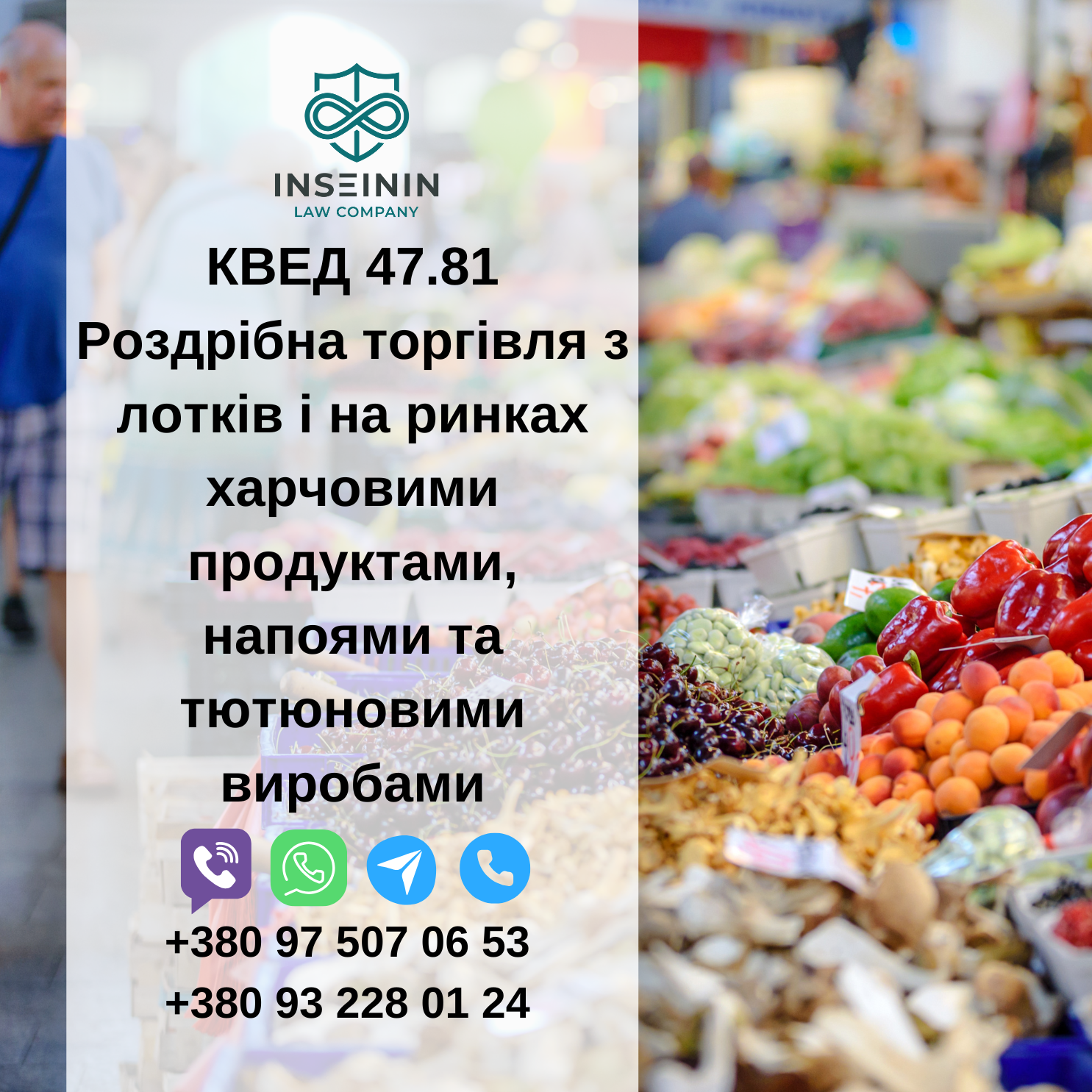 КВЕД 47.81 Роздрібна торгівля з лотків і на ринках харчовими продуктами, напоями та тютюновими виробами