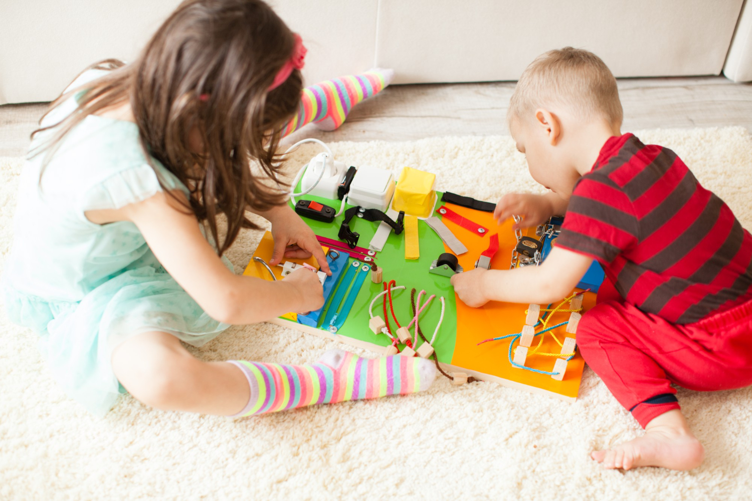 Girls playing with toys