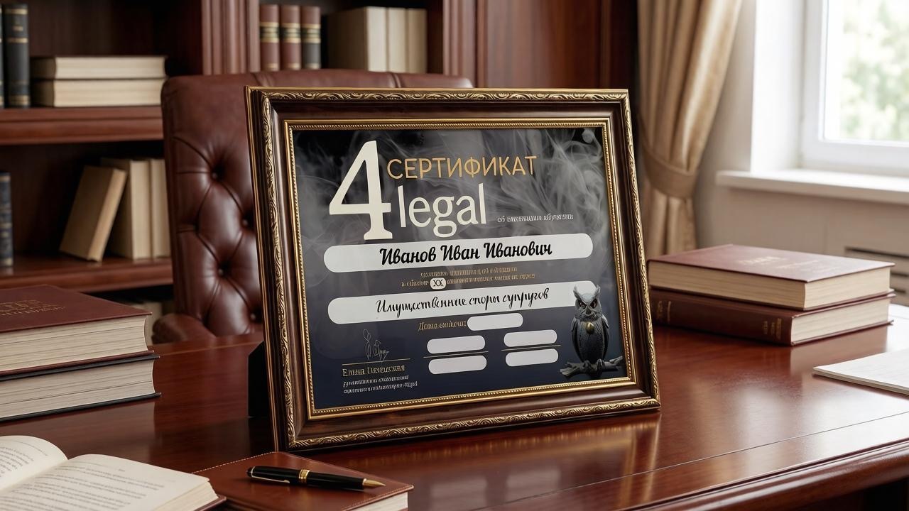 Сертификат 4LEGAL о прохождении курса ИСС