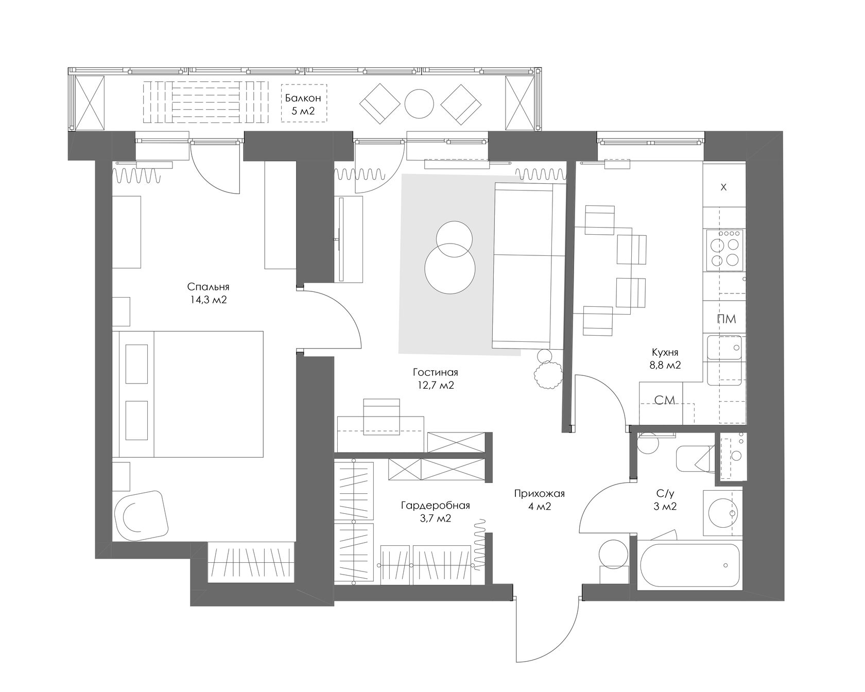 Дизайн двухкомнатной квартиры ii 18 12