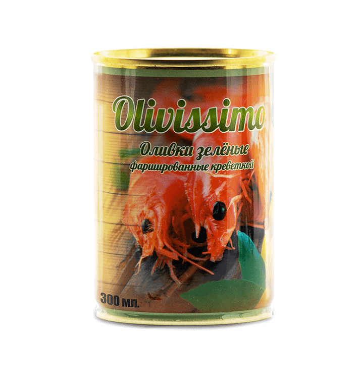 Оливки зеленые фаршированные креветкой "Olivissimo"