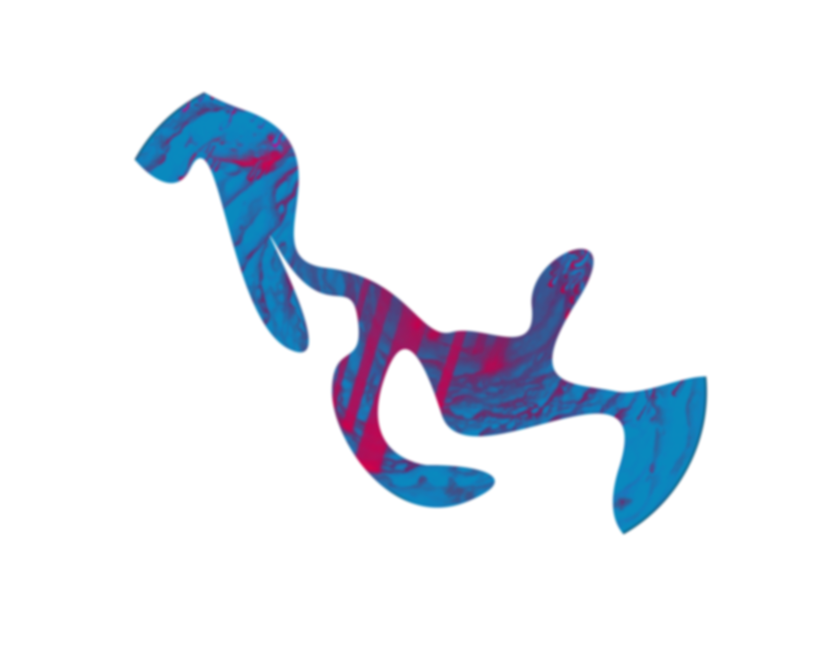 a big angular dark-blue blob serves as part of the background