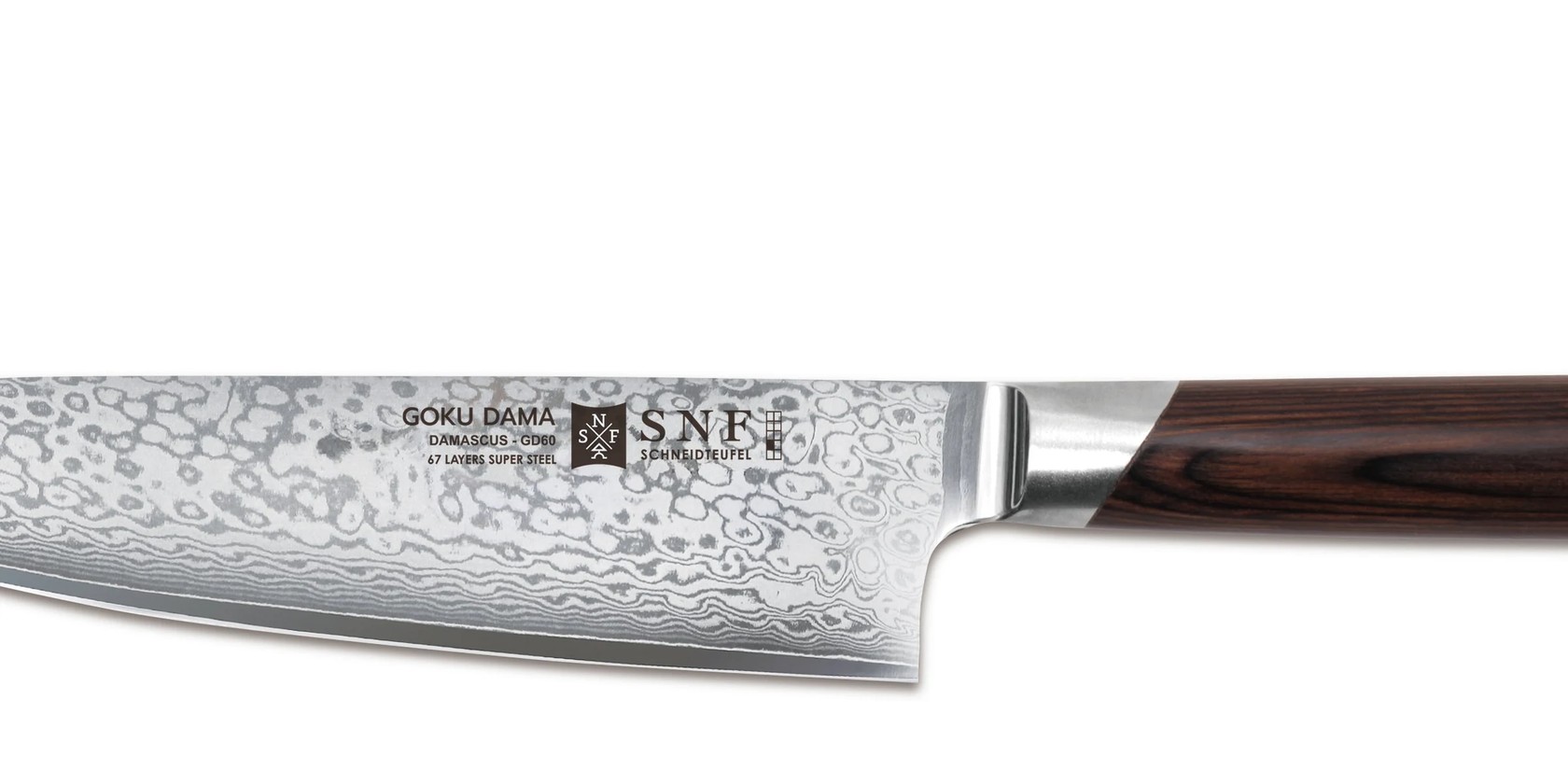 GOKU Damascus: клинок и маркировка крупным планом