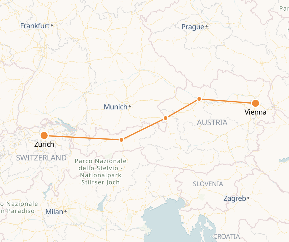 travel from zurich to vienna