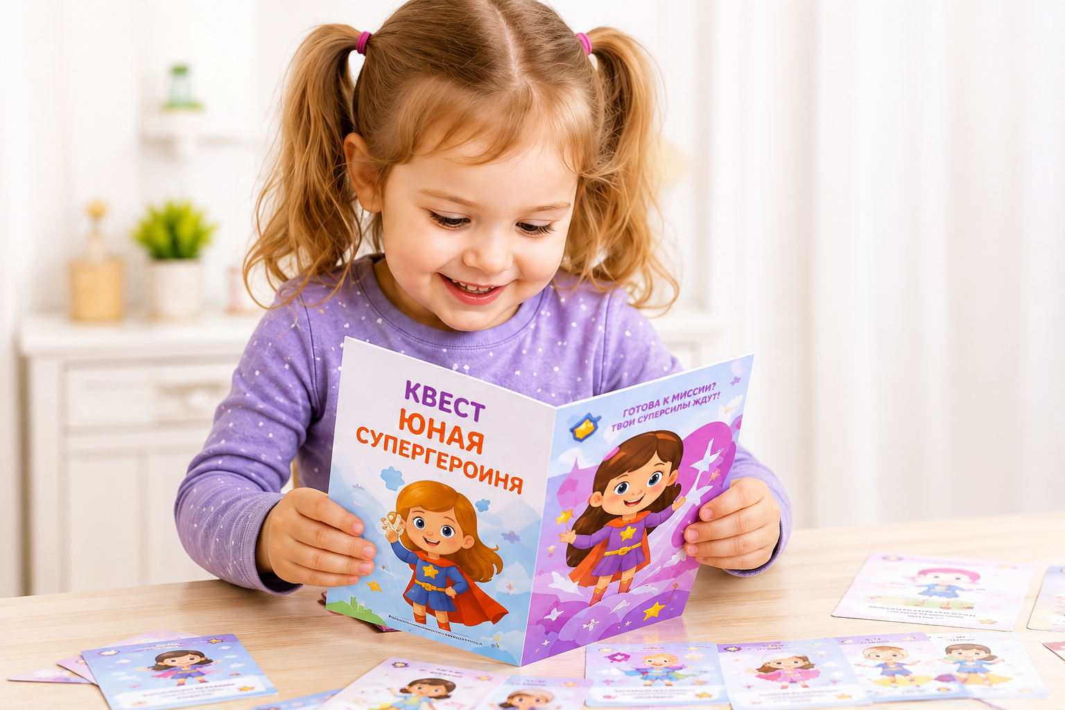 Ребенок с материалами квеста