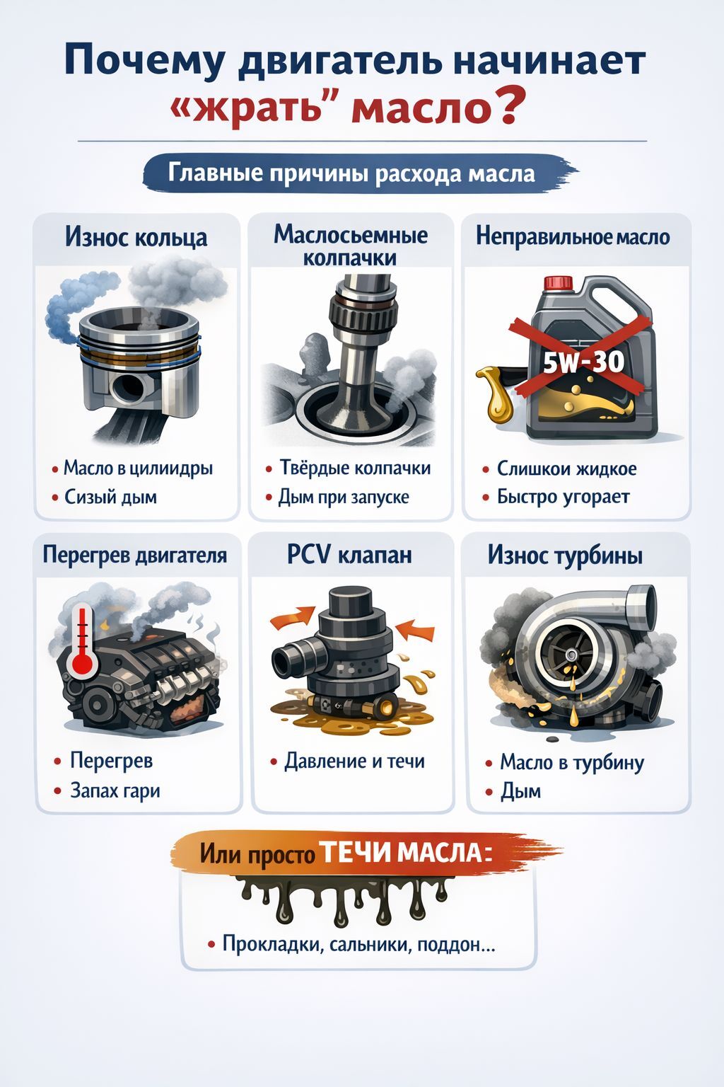Почему двигатель ест масло