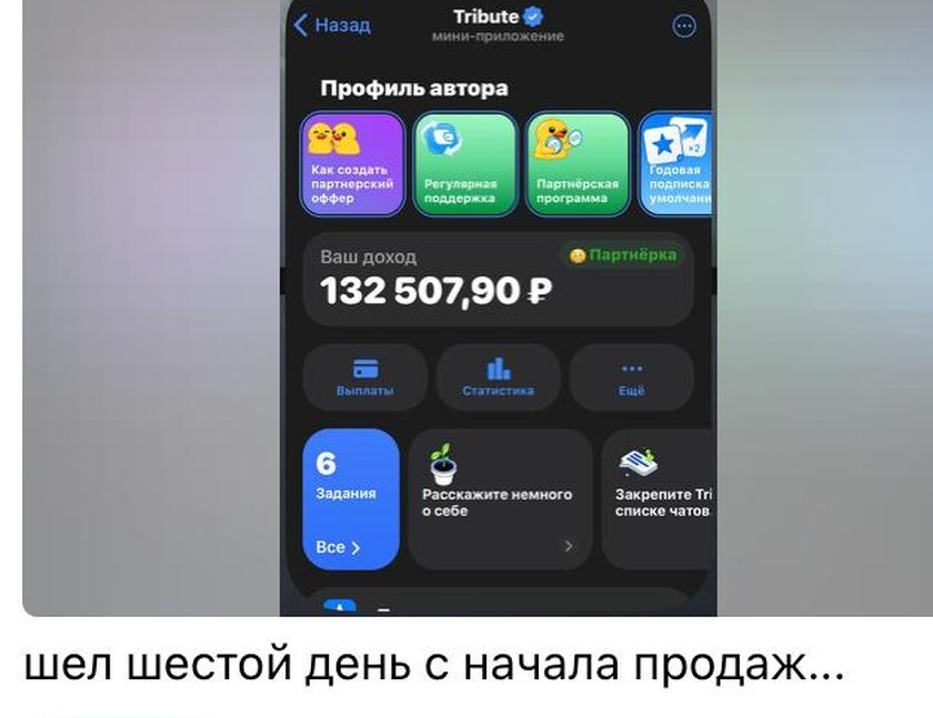 Скриншот дохода 132 507,90 рублей на шестой день продаж