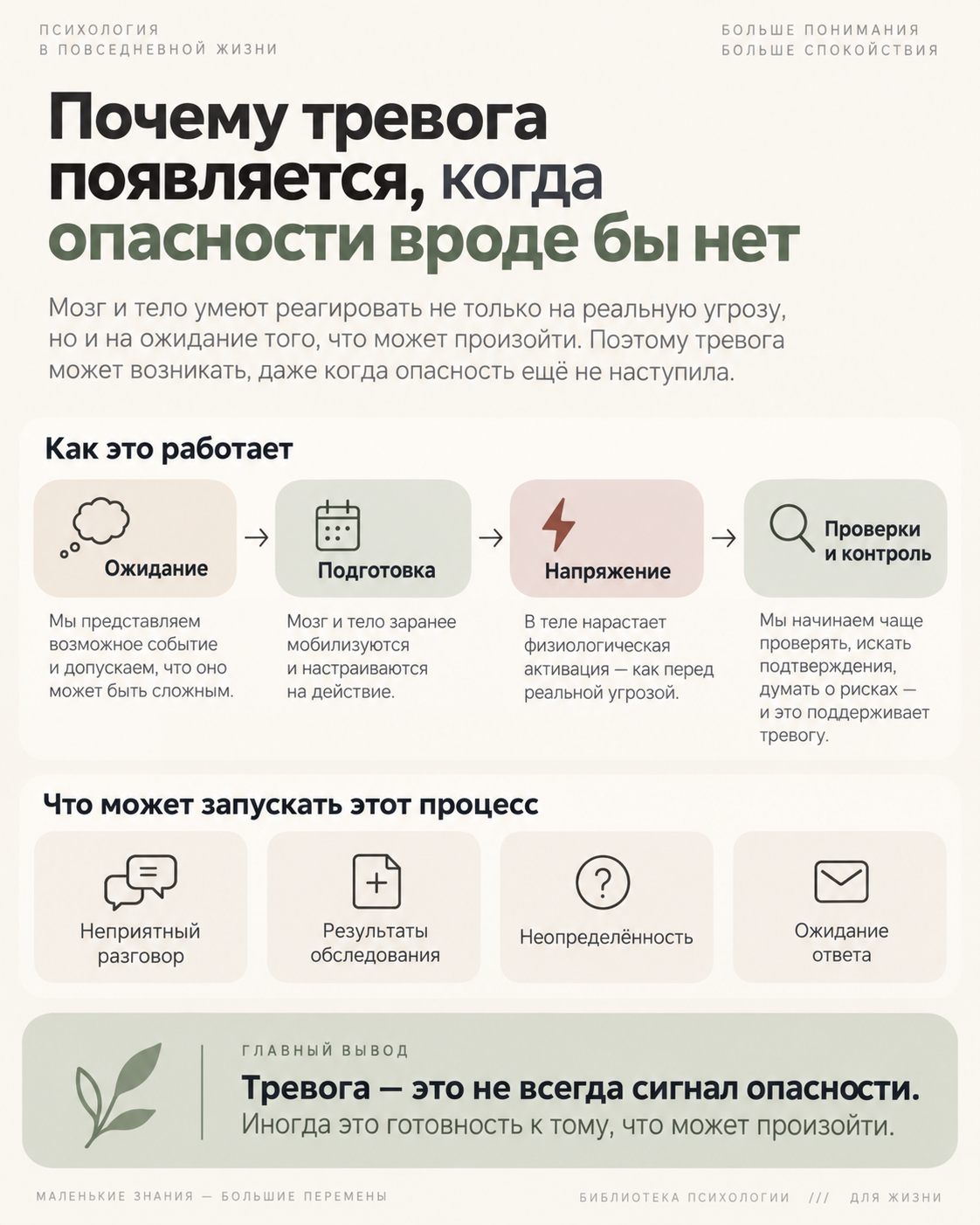 Схема ТЕЗА: почему тревога появляется, когда опасности вроде бы нет