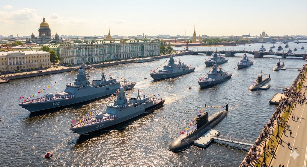 Парад кораблей в Санкт-Петербурге в честь Дня Военно-Морского Флота России