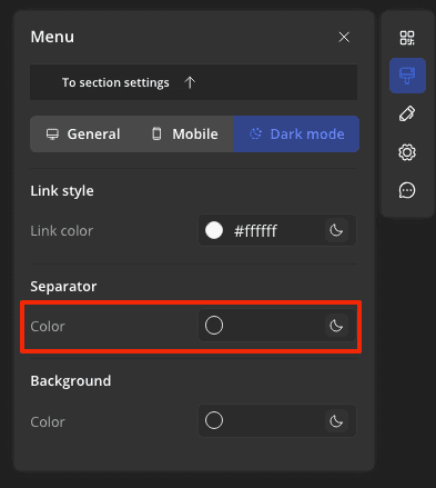 Change the separator color between menu items in dark mode