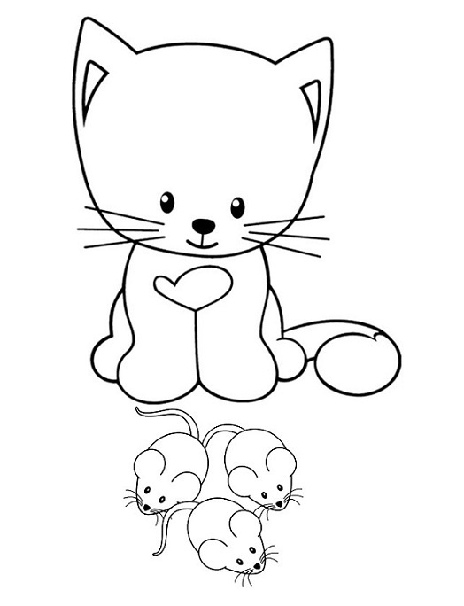 Раскраски с котами - картинка милого кота для раскрашивания