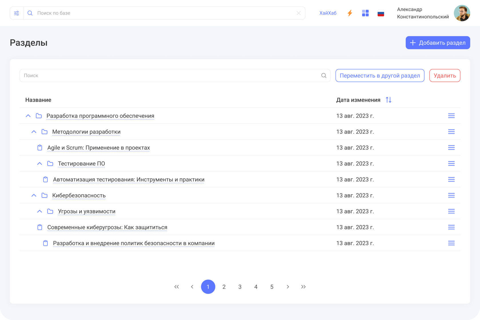 Иерархия разделов