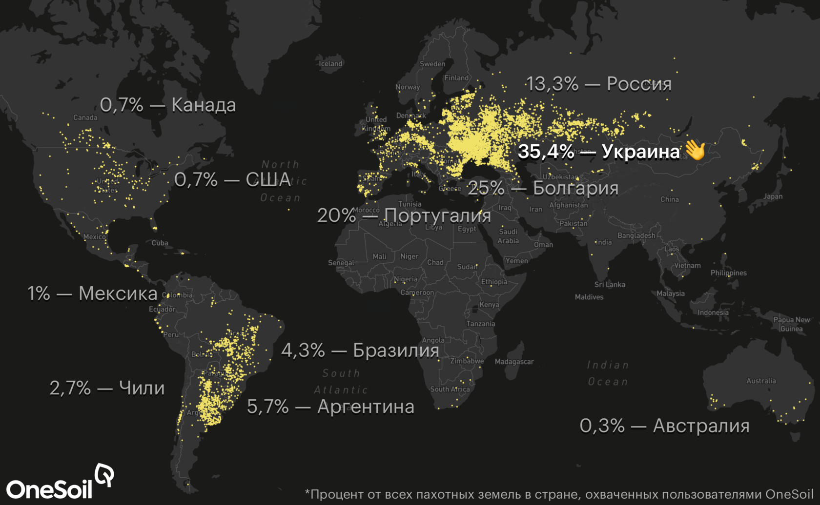 Карта пахотных земель мира