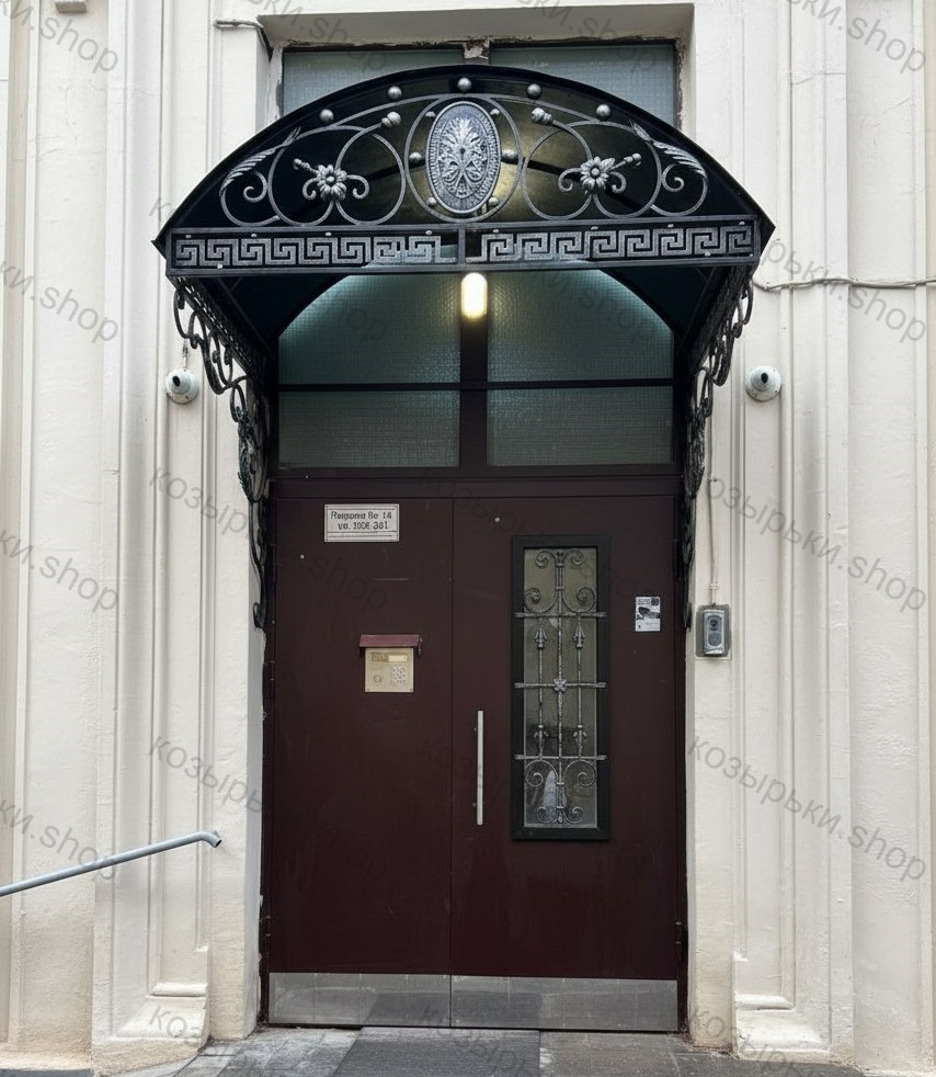 кованый козырёк вид спереди