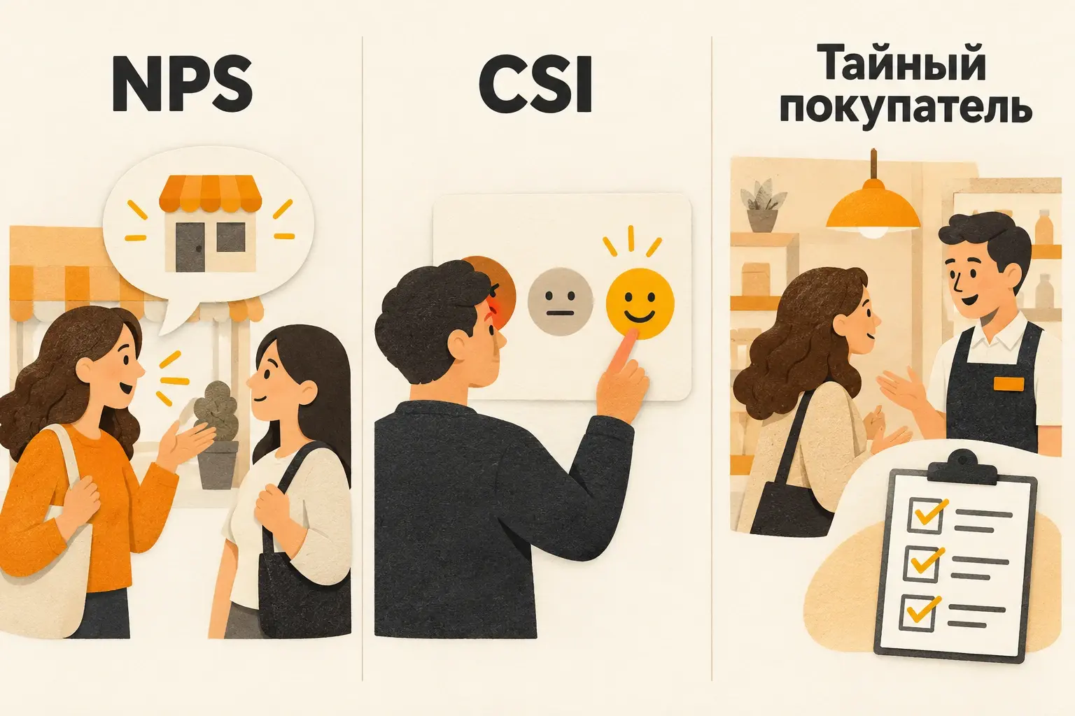 Три подхода к оценке сервиса: NPS, CSI и тайный покупатель