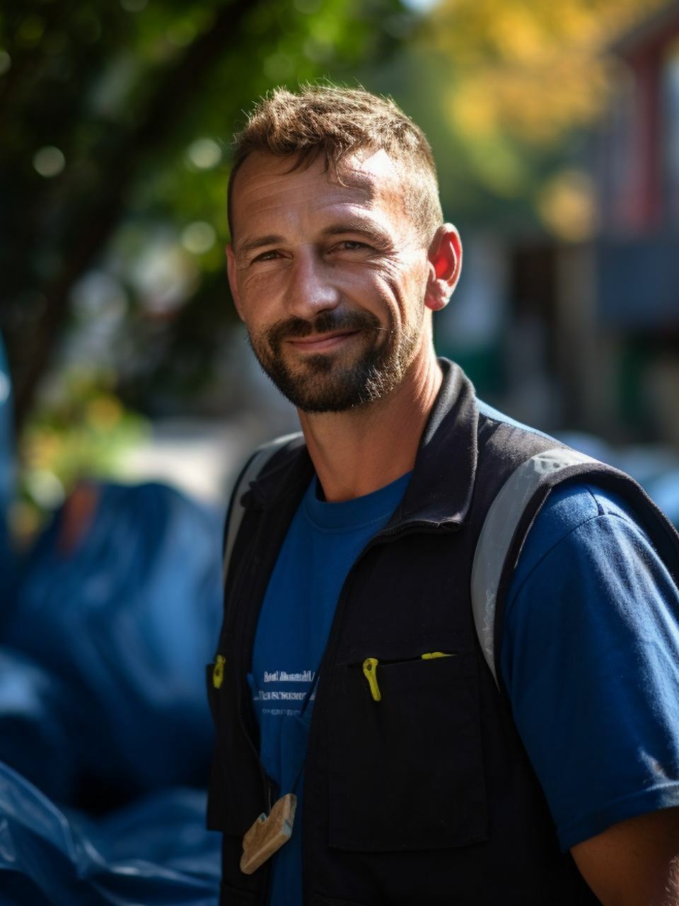 работник на фирма за почистване след като свърших успешно почистване на мазето