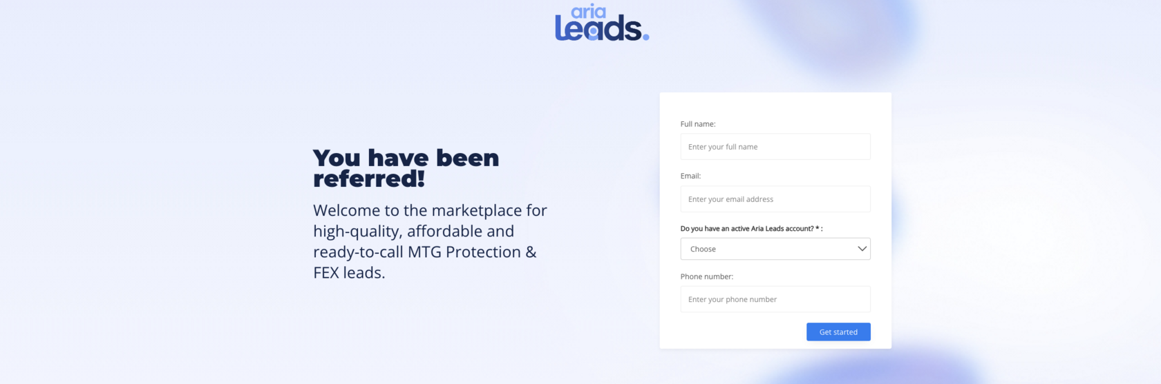Referral Landing Page Form