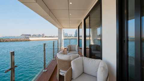 Waterfront Balcony - custom DOMA rug, Abu Dhabi waterfront residence