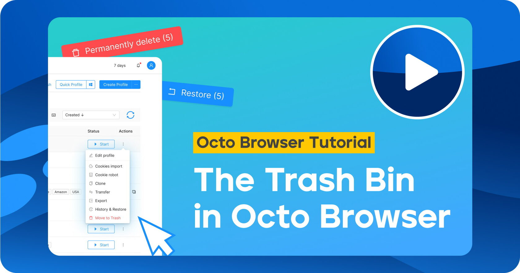Trash Bin in Octo Browser Octo Browser Tutorial