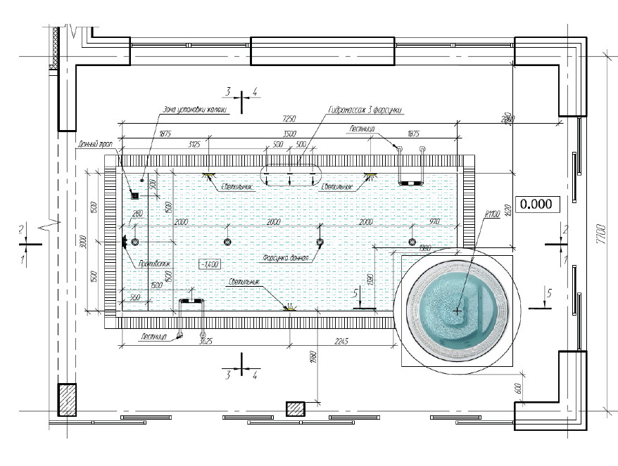 План здания бассейна