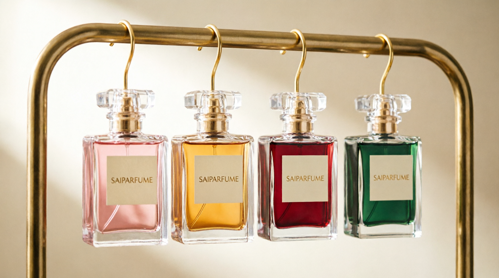 Парфюмерный гардероб SAIPARFUME — 4 флакона на золотой рейке