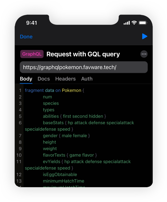 Request with GQL query