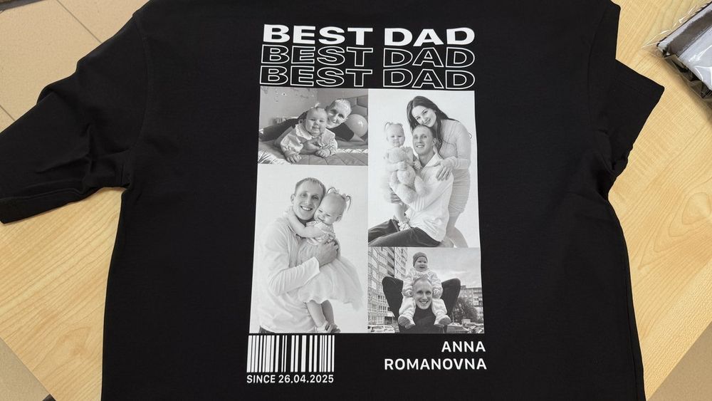 Футболка BEST DAD с фотоколлажем, датой и именем ребёнка