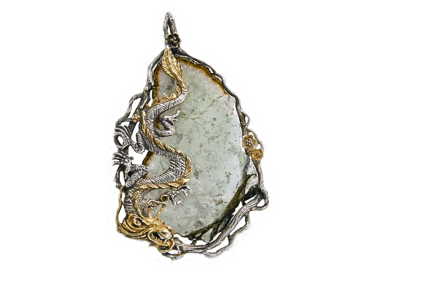 кулон из серебра ручной работы с драконом