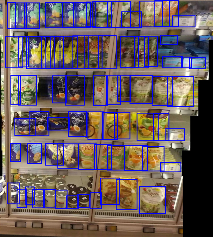 Препятствия в виде дверей холодильников и бликов на стеклах