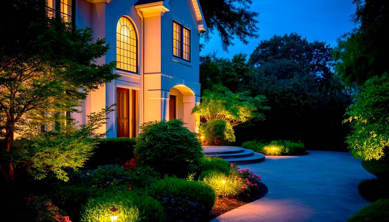 Подсветка архитектурных элементов и зданий загородного участка подчеркивает их дизайн, создает эффектный визуальный акцент и добавляет участку индивидуальности в темное время суток.