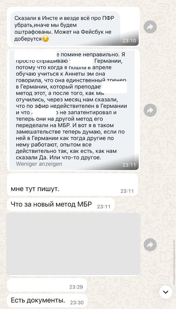 Фрагмент переписки WhatsApp, материал 14