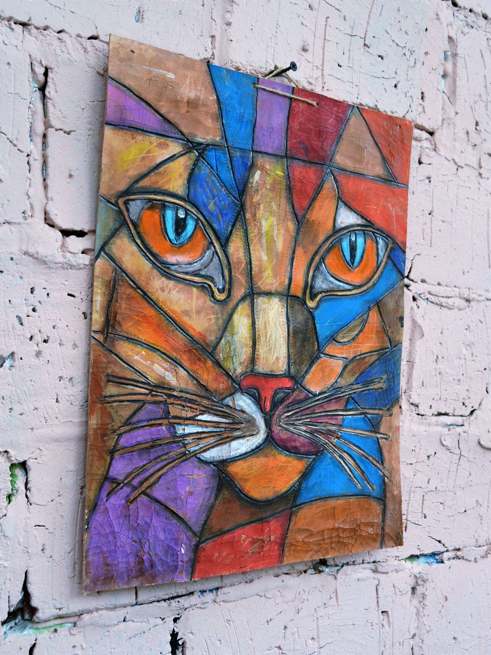 Скульптура настенная из фактурной кожи А.МузылевЪ &quot;Двуликий Дзен Гранж 1&quot;