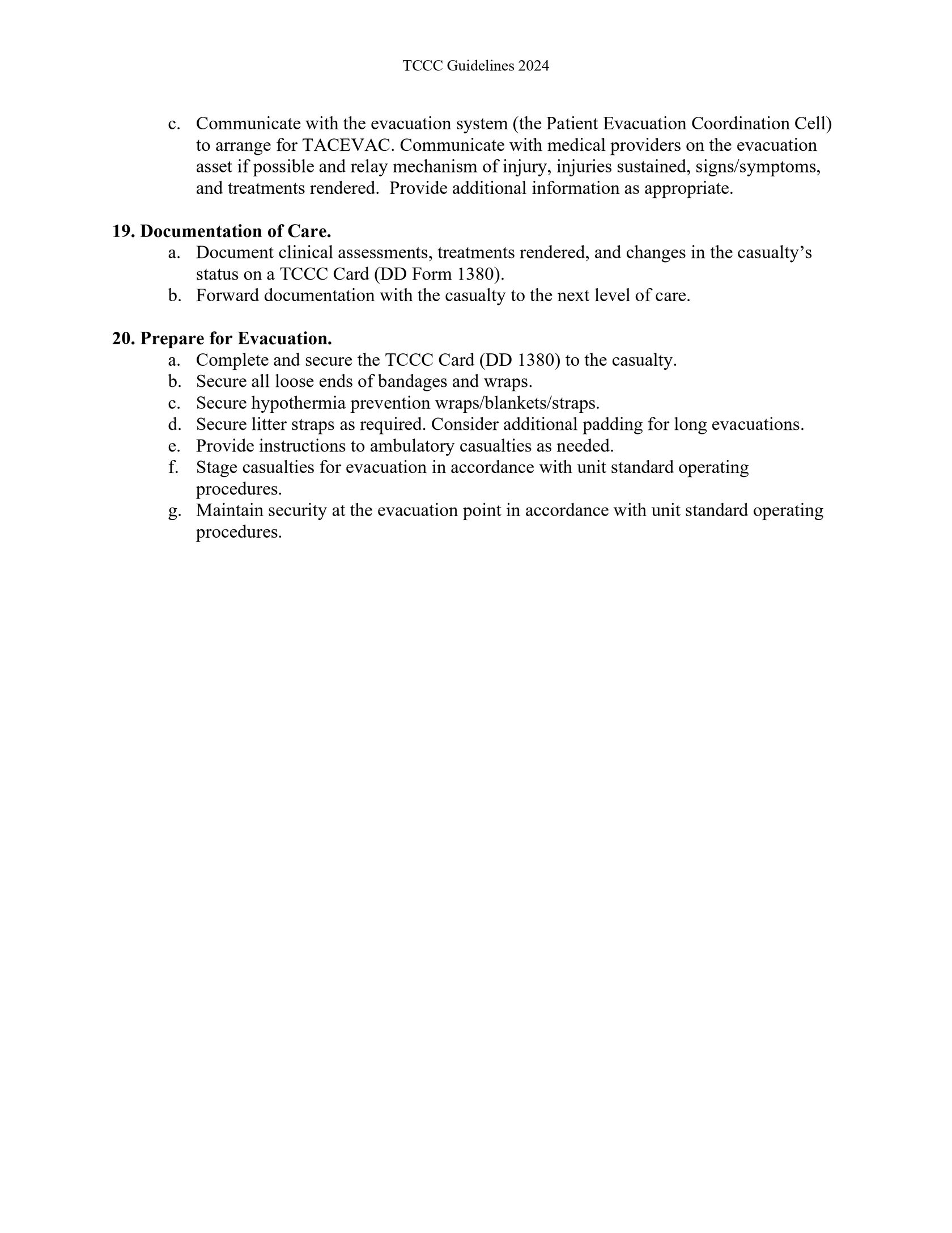 Протокол Tactical Combat Casualty Care (TCCC) Guidelines от 25 января 2024 г. полный текст на английском языке