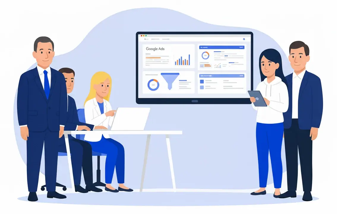 Специалисты маркетингового агентства Метриум анализируют стоимость контекстной рекламы в Казахстане
