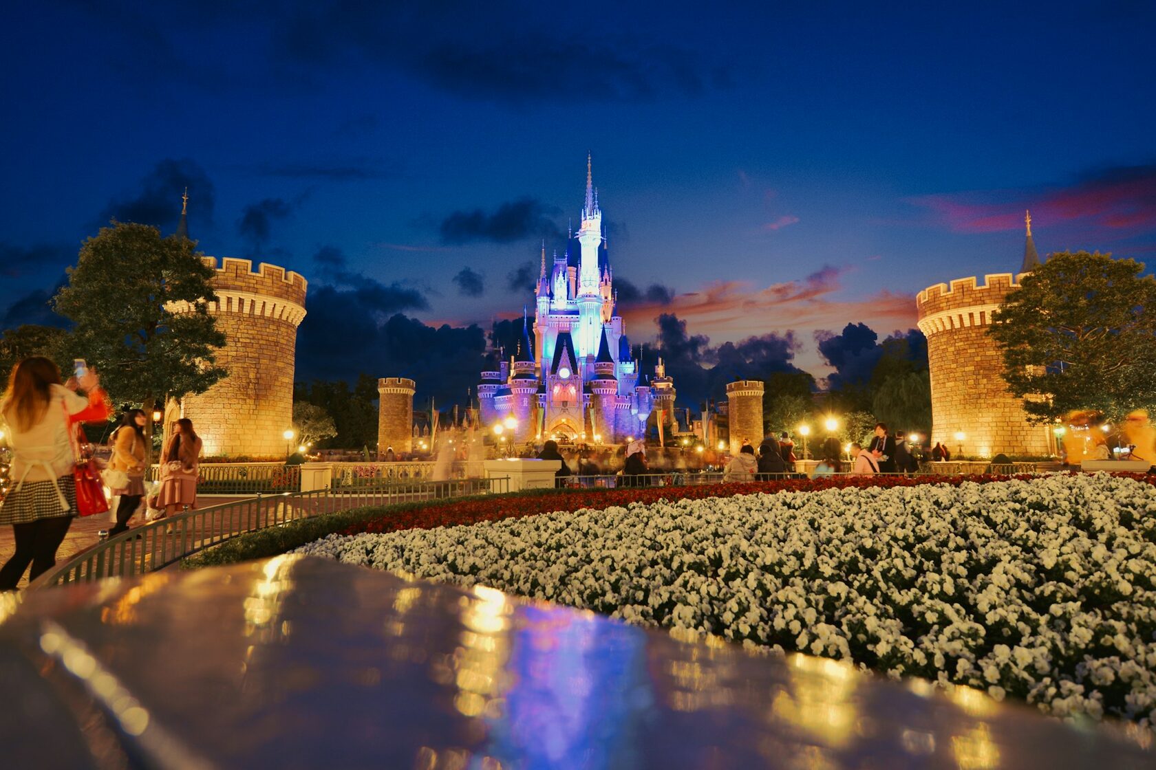 Tokyo Disneyland Cinderella Castle illuminated at night