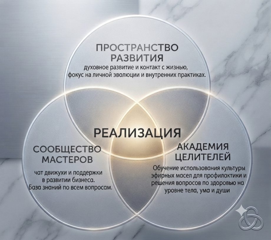 Карта сообщества: Пространство Развития, Сообщество Мастеров, Академия Целителей — Реализация