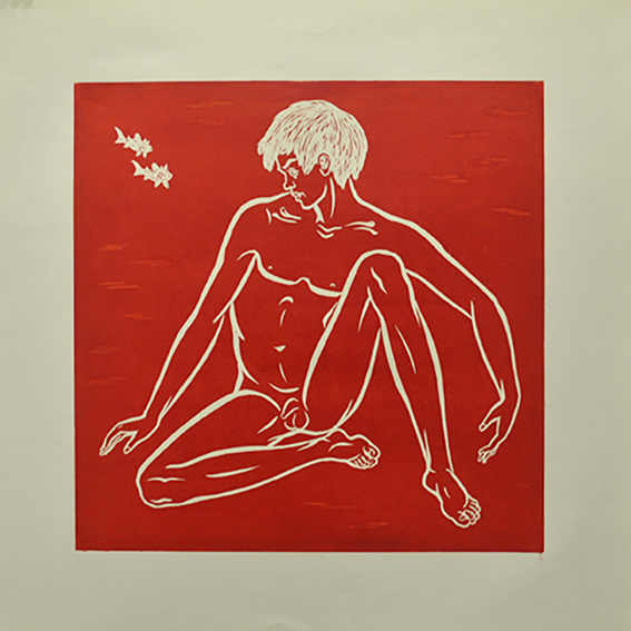 engraving linocut Nude