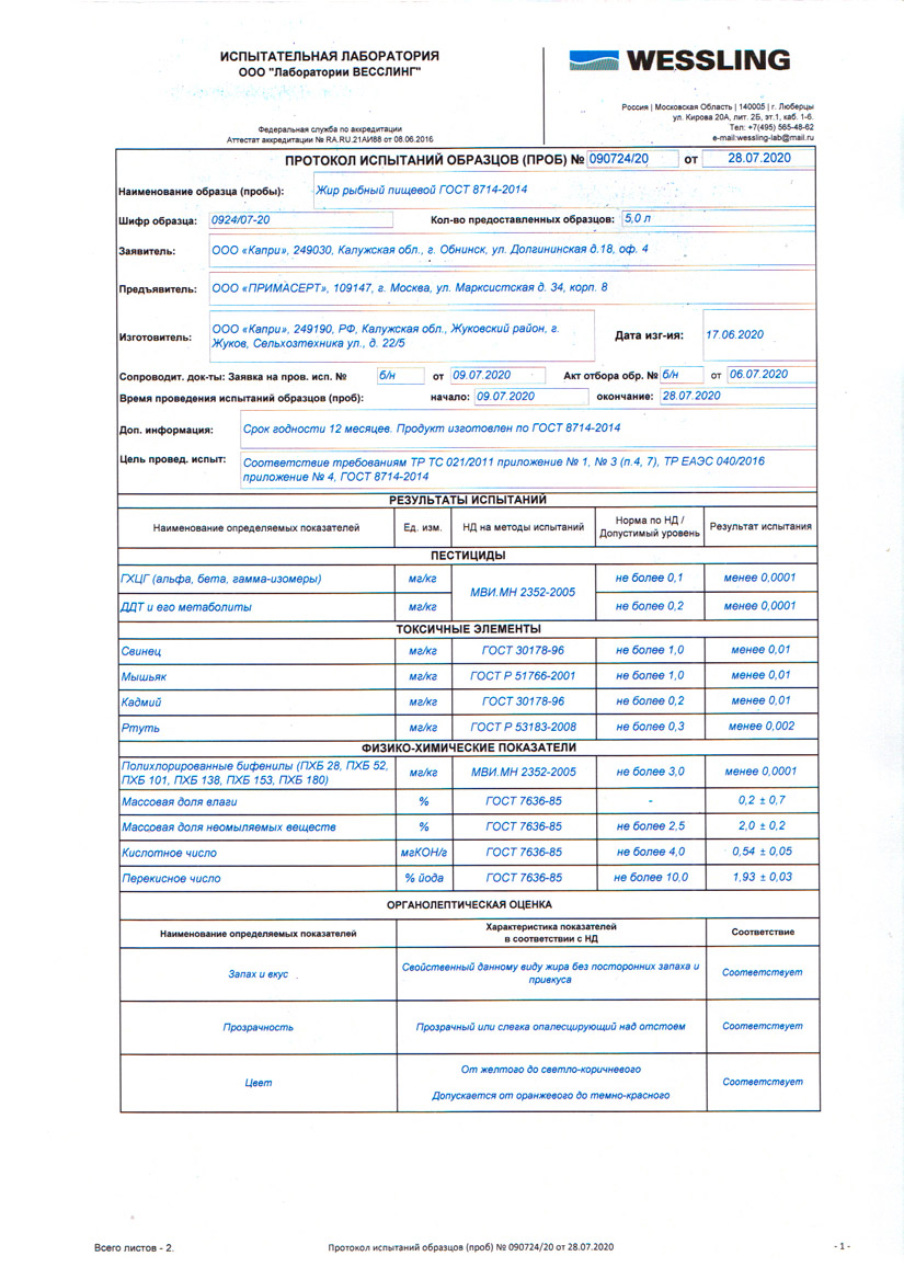 Декларация соответствия рыба