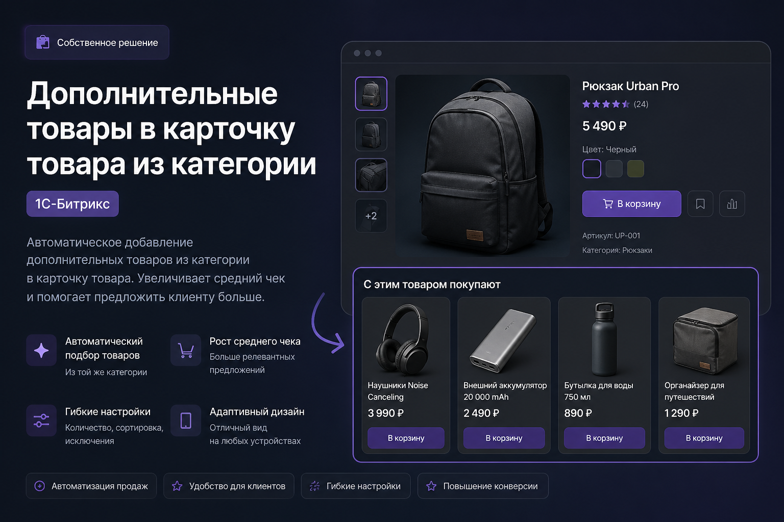 Дополнительные товары в карточке Битрикс