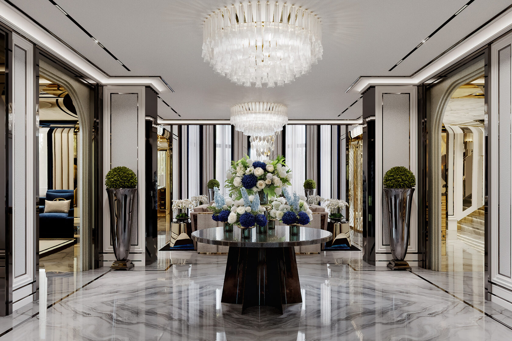 Дизайн интерьера холла в стиле ар-деко