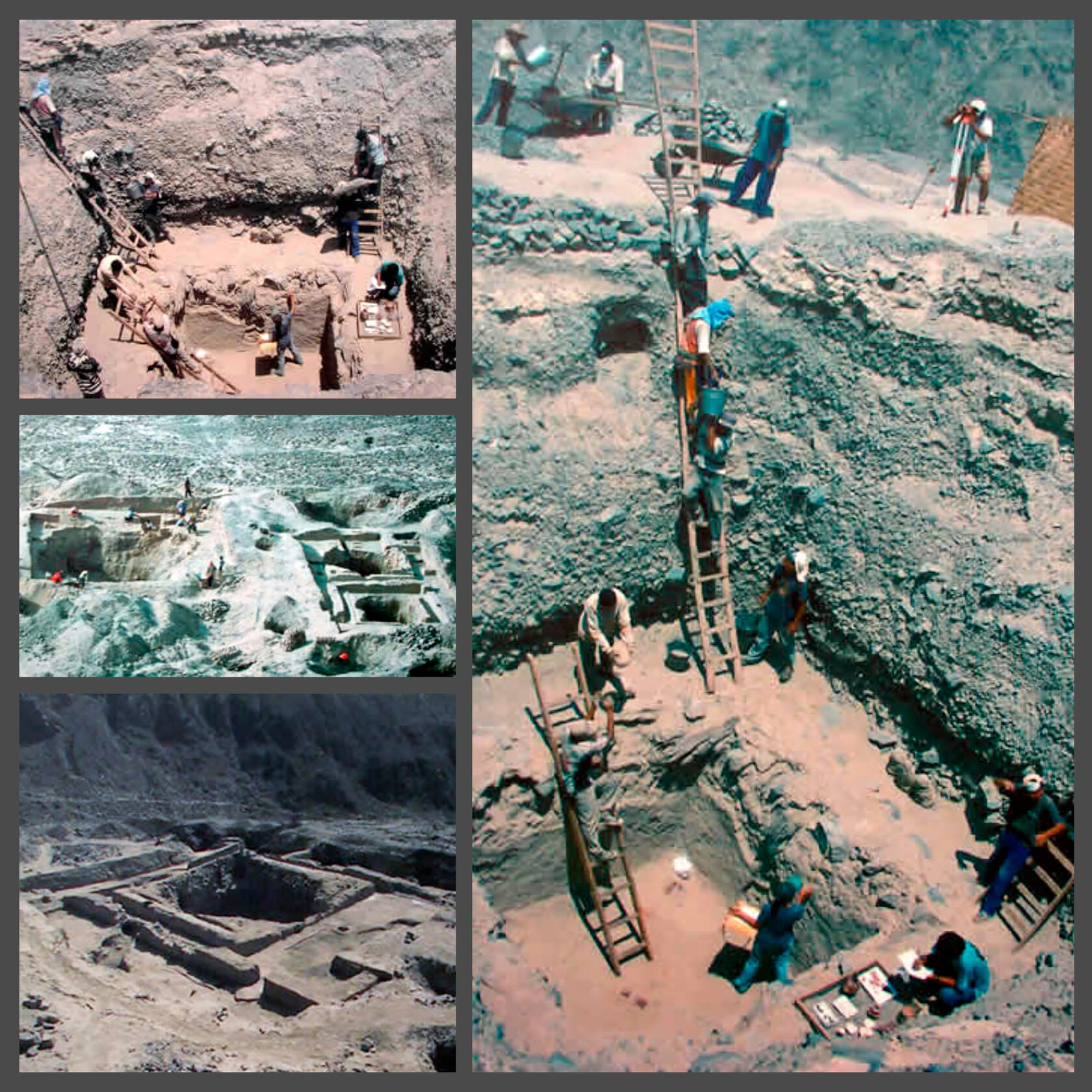 Раскопки погребений Наска в La Muña (Перу).